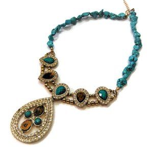 Julie B Rhinestone Accent Turquoise Necklace